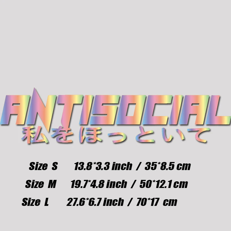 JDM Style 'ANTISOCIRL' Vinyls Decal, Windshield Rear Window Decal Car Sticker Banner, High Quality for Car Truck & LAPTOP!