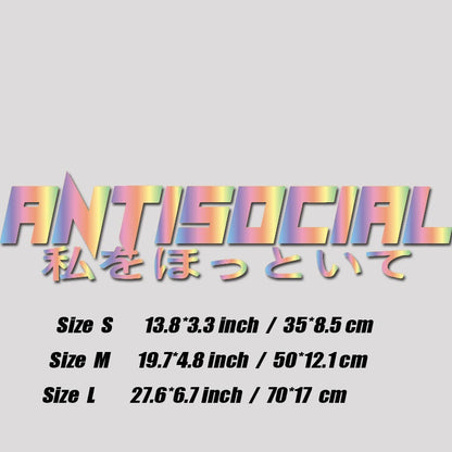 JDM Style 'ANTISOCIRL' Vinyls Decal, Windshield Rear Window Decal Car Sticker Banner, High Quality for Car Truck & LAPTOP!