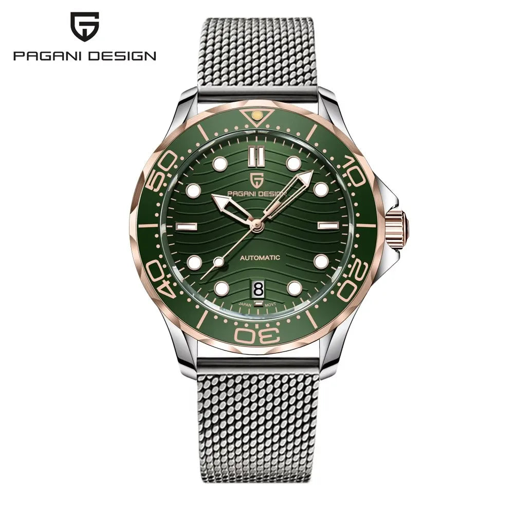 2025 New PAGANI DESIGN Diving Mens Watches Gold Luxury Automatic Watch For Men Mechanical Wristwatches AR Sapphire Ceramic Bezel