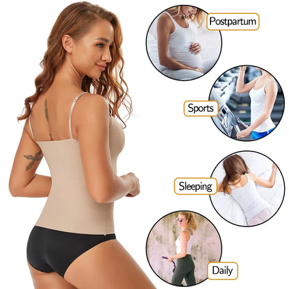 Women Tummy Control Shapewear Smooth Body Shaping Camisole Tank Tops Plus Size Slimming Underwear Seam-free Compression Shaper