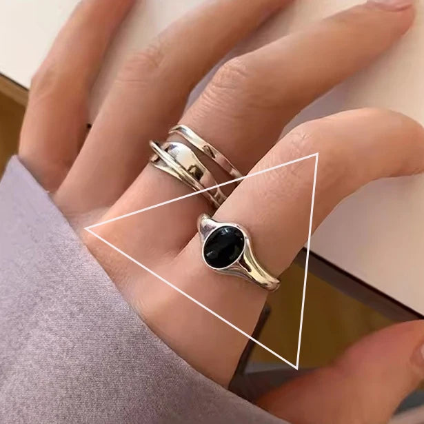 PANJBJ 925 Sterling Silver Geometry Crystal Ring For Women Ellipse Exaggerated Punk Water Drop Open Jewelry Gift Dropshipping