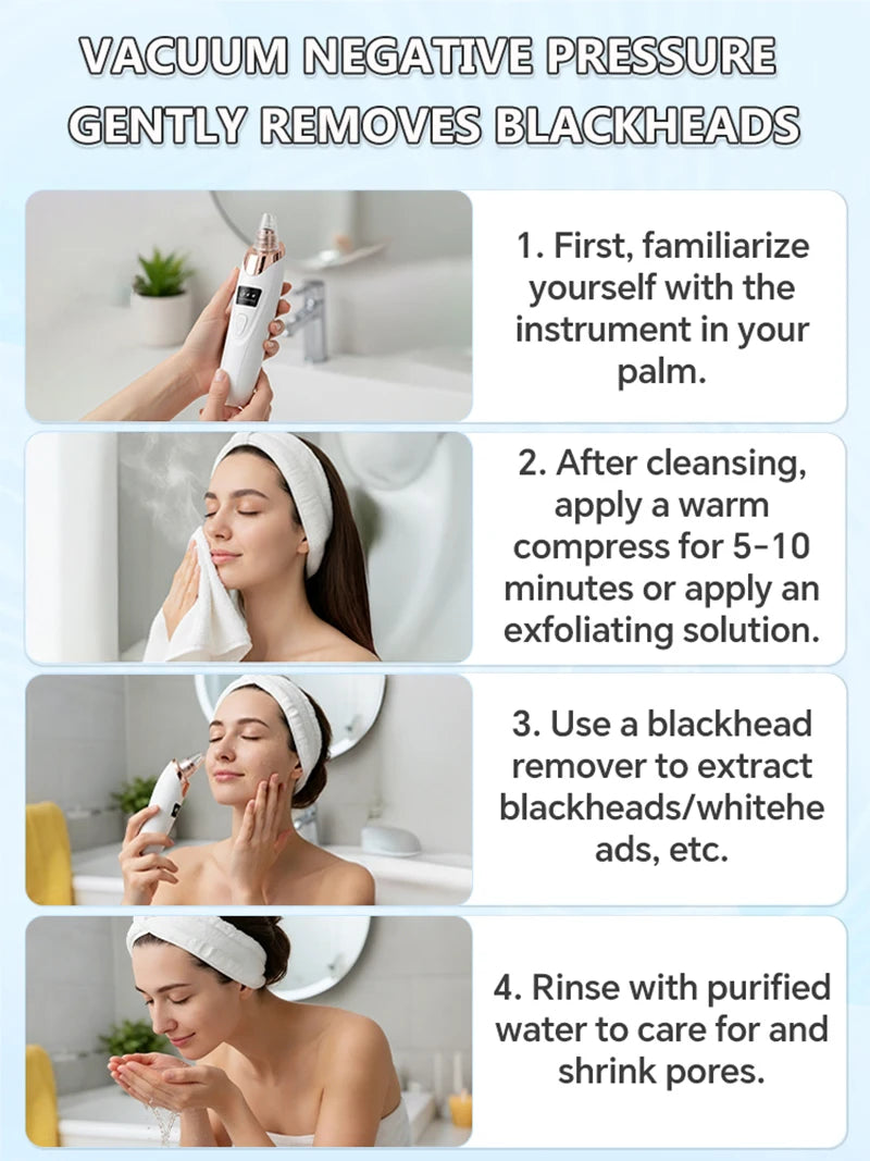 Electric Pore Vacuum Blackhead Remover for Removing Blackheads, Professional Facial Skin Pore Extractor Suction Machine