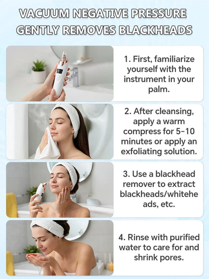 Electric Pore Vacuum Blackhead Remover for Removing Blackheads, Professional Facial Skin Pore Extractor Suction Machine