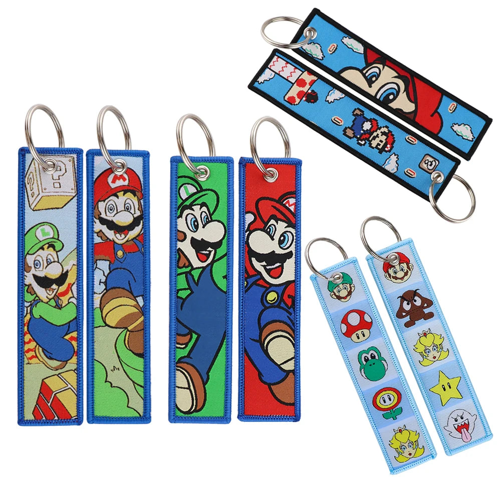 Cool Anime Game Keychain Embroidery Game Key Tag Cute Cartoon Key Fobs Key Rings Backpack Wallet Key Cosplay Accessory Gifts