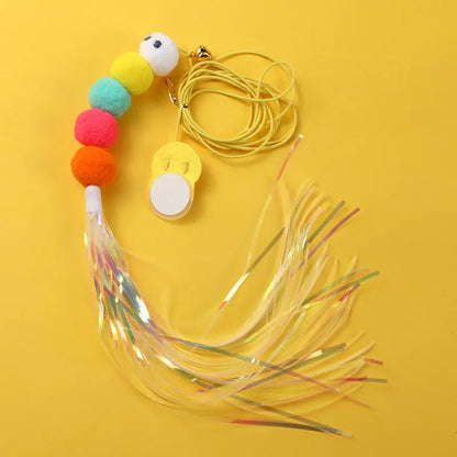 Cat Hanging Toy Independent Cat Teasing Elastic Rope Hanging Door Cat Teasing Stick Feather Teasing Cat Pet Teasing Cat Stick