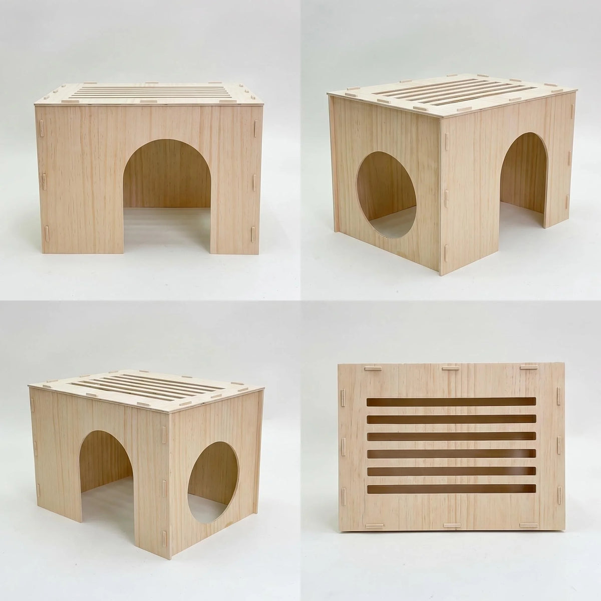 Easy-To-Install Wooden Rabbit House, Glue-Free Assembly, Double Entrance and Exit, Breathable Small Pet Nest, Sturdy Indoor Shelter, Suitable for Rabbits, Guinea Pigs, and Hedgehogs