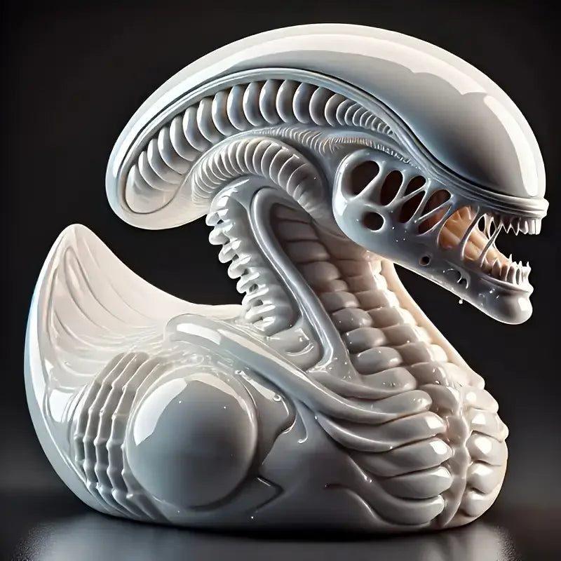 Alien Duck Resin Statue，Evil Alien Duck Ornament ，Resin Car Dashboard & Desk Decor, Funny Gift Idea