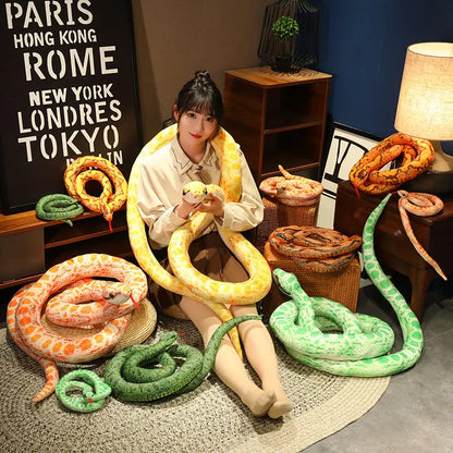 110-300cm Cute Snake Plush Toy Realistic Python Boa Cobra Soft Stuffed Animal Snake Halloween Decoration Boyfriend Birthday Gift