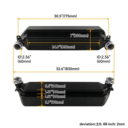 High-performance Competition Intercooler & Charge Boost Pipe Hose Kit For Toyota Toyota GR Yaris 1.6T Bar & Plate Aluminum Black