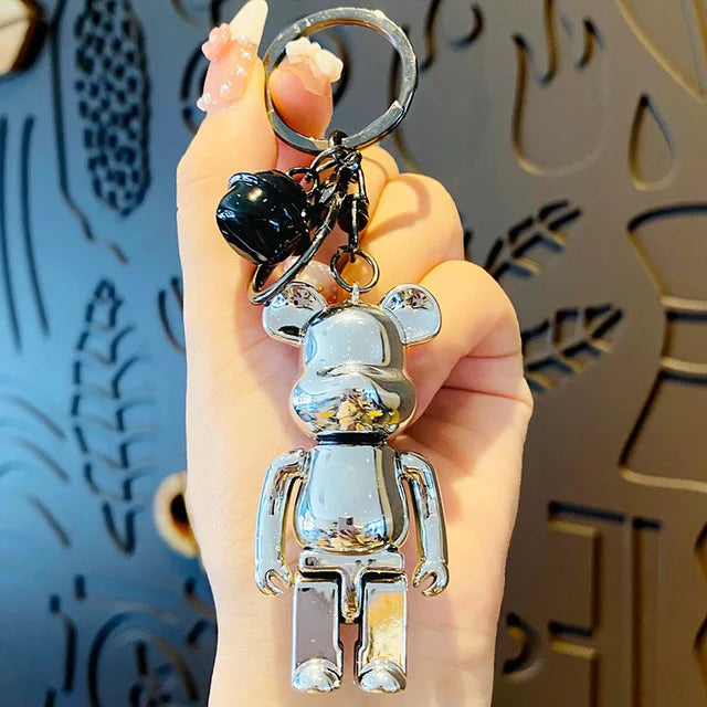 High Quality Black White Bear brick Action Figures Block Bear PVC DIY Keychain Keyring Pendant Paint Doll Mini Brick Figure Toys