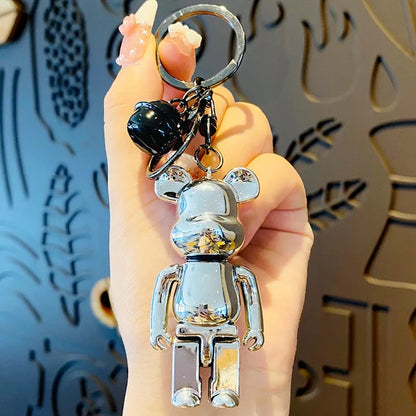 High Quality Black White Bear brick Action Figures Block Bear PVC DIY Keychain Keyring Pendant Paint Doll Mini Brick Figure Toys