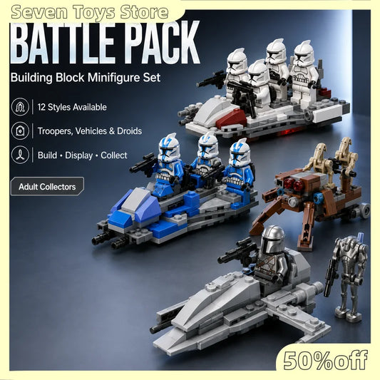 Star Wars Stormtrooper Clone Trooper Battle Pack Minifigures Building Blocks Combat Set Model Display Toy for Adult Collectors