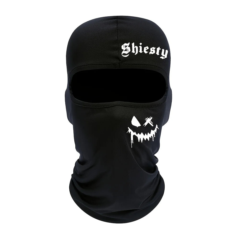 Smiling face print Balaclava face mask, summer cool neck cover, motorcycle skiing scarf, unisex