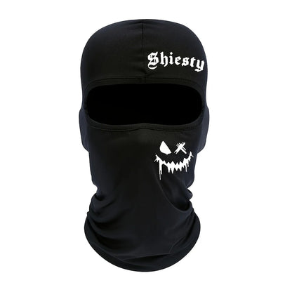 Smiling face print Balaclava face mask, summer cool neck cover, motorcycle skiing scarf, unisex