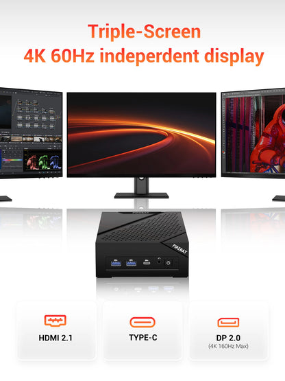 FIREBAT AM02 Mini PC AMD Ryzen 5 6600H CPU 6C/12T 16GB LPDDR5 RAM 512GB SSD Windows 11 Desktop WIFI6 BT5.2 Gaming Computer