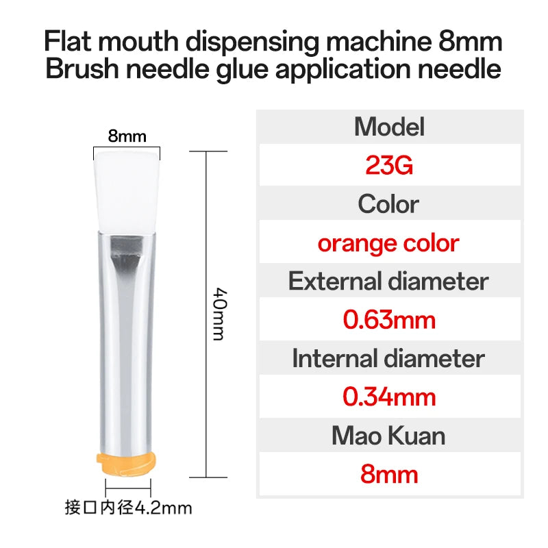 5Pcs 7-8mm Flat Mouth Soft Brush Needle Dispensing Injection Needle Precision Dispensing Machine Glue Coating Needle