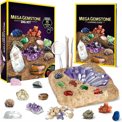 STEM Mega Gemstone Dig Kit-dig and discover gem stone crystal dig toy set child educational toy crystal mining kit Kids gift