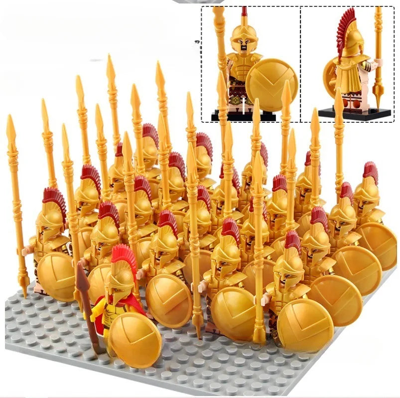 21PCS Medieval Ancient Roman Warrior Series Spartan 300 Warrior Children's Building Block Toys DIY Micro Scene Ornaments