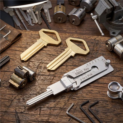 Professional Locksmith Tool,SS001Pro SS002Pro 2 in 1 Pick&Decoder,Lock Cylinder Decoding Unlocking Hand Tool with Storage Box