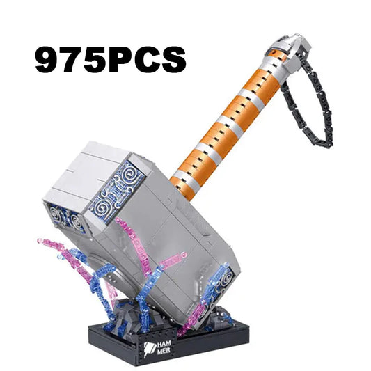 975PCS Creative Thunder Hammer Model Building Blocks Thor Weapon MOC Assemble Bricks Toys Christmas Gifts For Boys Adult Friends