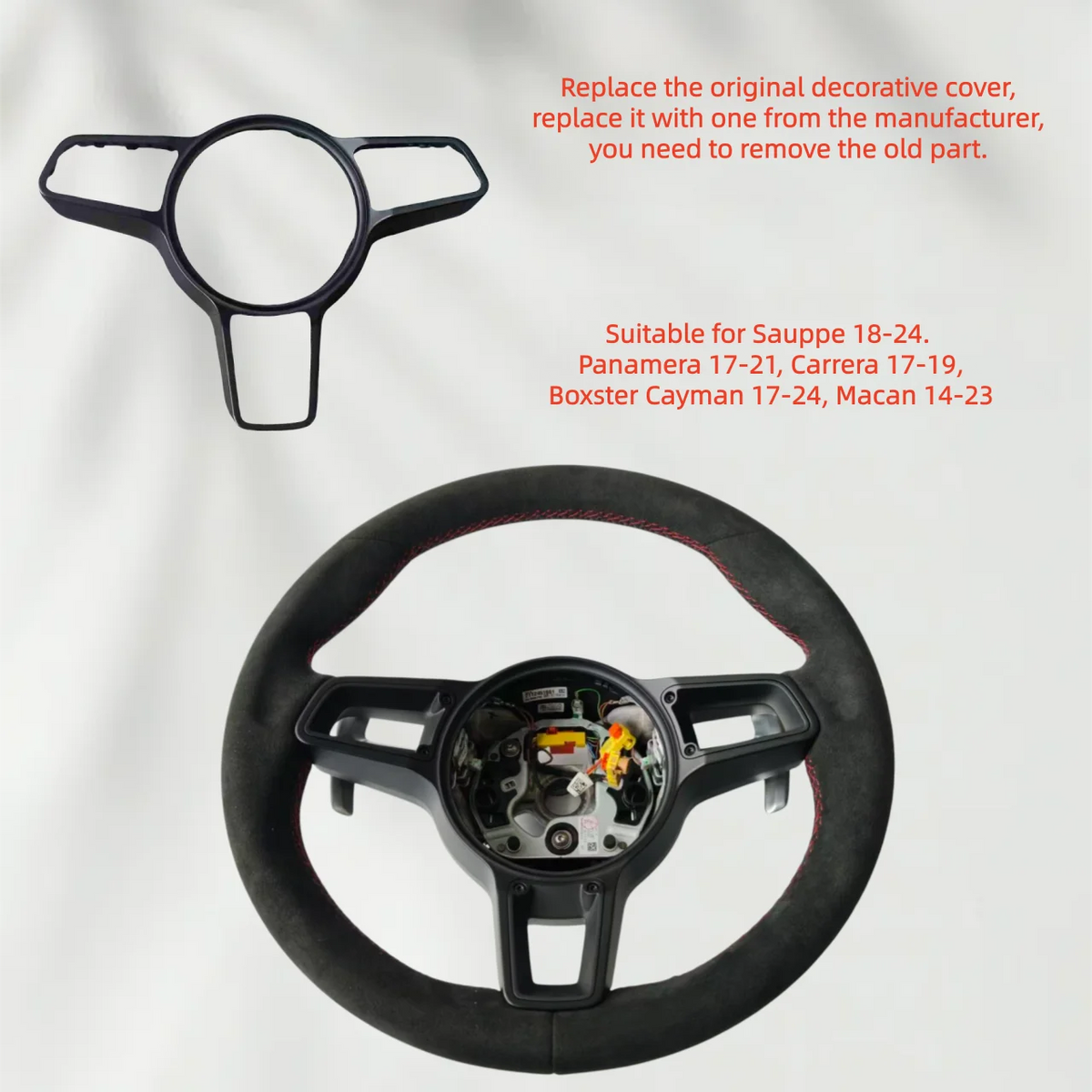 Black Decorative Frame for the Car Steering Wheel in GT Style with Blackening Effect for Macan Panamer Cayenne 9P1419732 5Q0