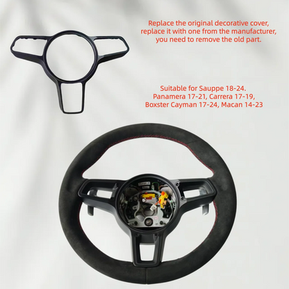 Black Decorative Frame for the Car Steering Wheel in GT Style with Blackening Effect for Macan Panamer Cayenne 9P1419732 5Q0