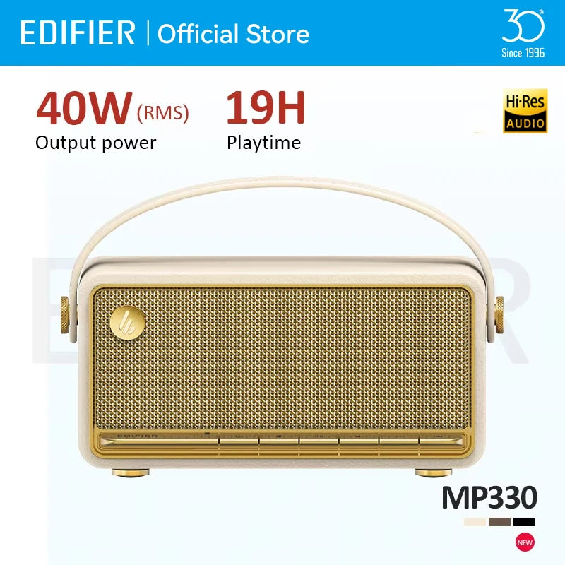 Edifier MP330 Portable Bluetooth Speaker Bluetooth V6.0 Hi-Res Audio USB-C TF Card Inputs Stereo Pairing 40W RMS 19H Playtime