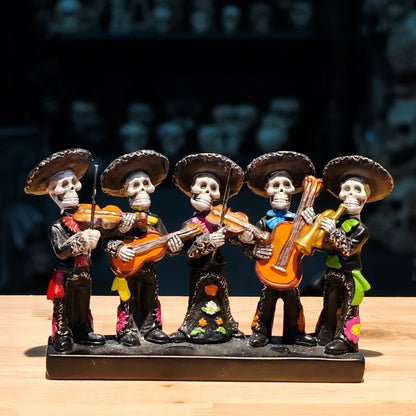 Day of the Dead Skeleton Band Statue Creative Resin Holiday Sculpture for Festive Decoration Ornament