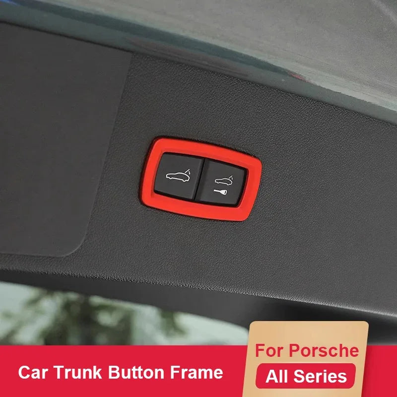 Car Trunk Switch Button Trim Frame Sticker For Porsche Cayenne Macan Panamera 2013 2014-2016 2018 2019 2020 2021 2022 2023 2024