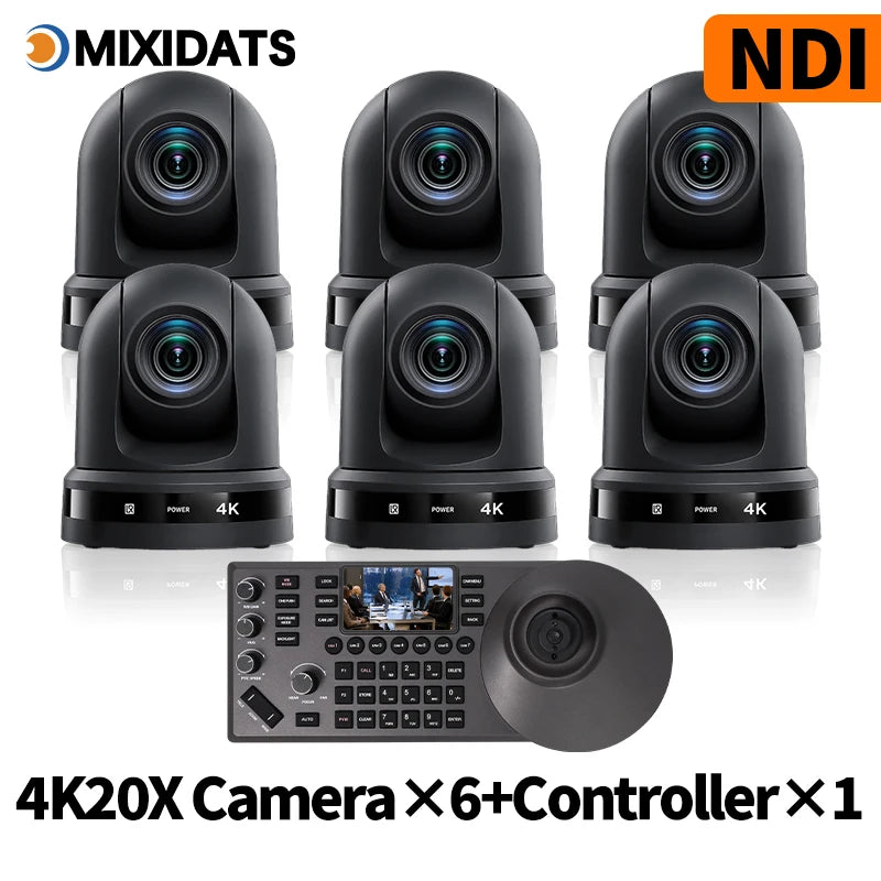 4K NDI camera 20x zoom AI tracking USB HDMI LAN and POE interfaces suitable for live streaming and business meetings in churches