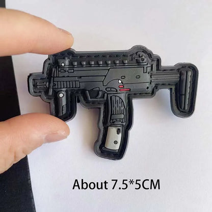 3D PVC Rubber Morale Patches Mini Pistol, Rifle Army Badge Stickers, Military Tactical Patch With Hook For Backpack