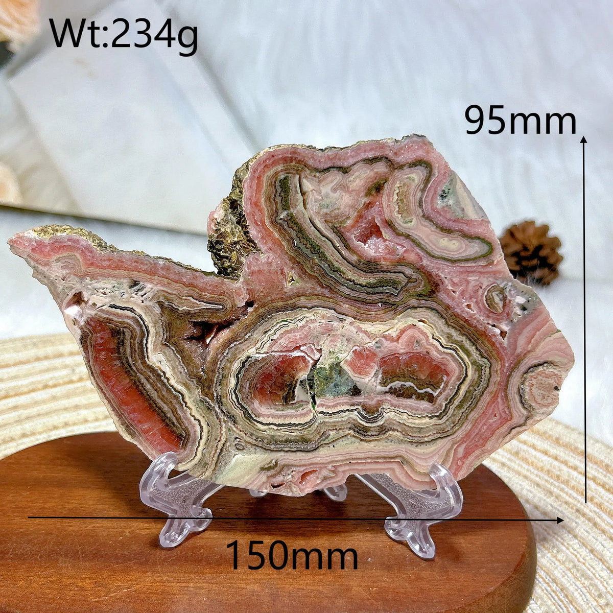 Healing Natural Crystal Rare Argentina Rhodochrosite Large Slices Slab Ore Mineral Gemstones Ornament Home Decoration Gift