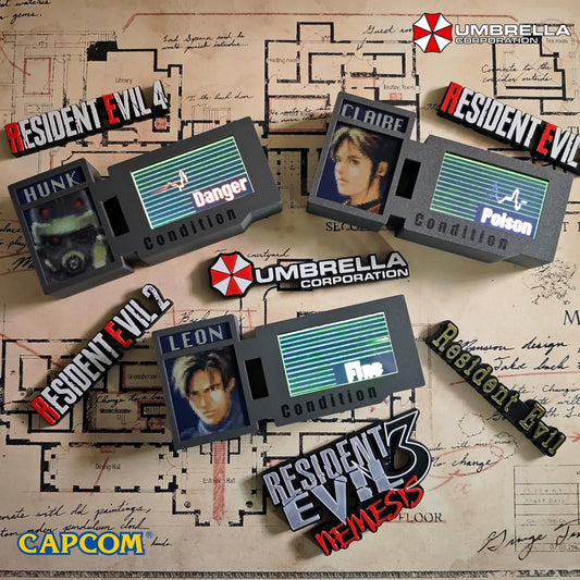 Capcom Resident Evil 2 Leon Ada Wong Health Status Bar Display Model Desk Decor Umbrella Corporation For Game Collectors
