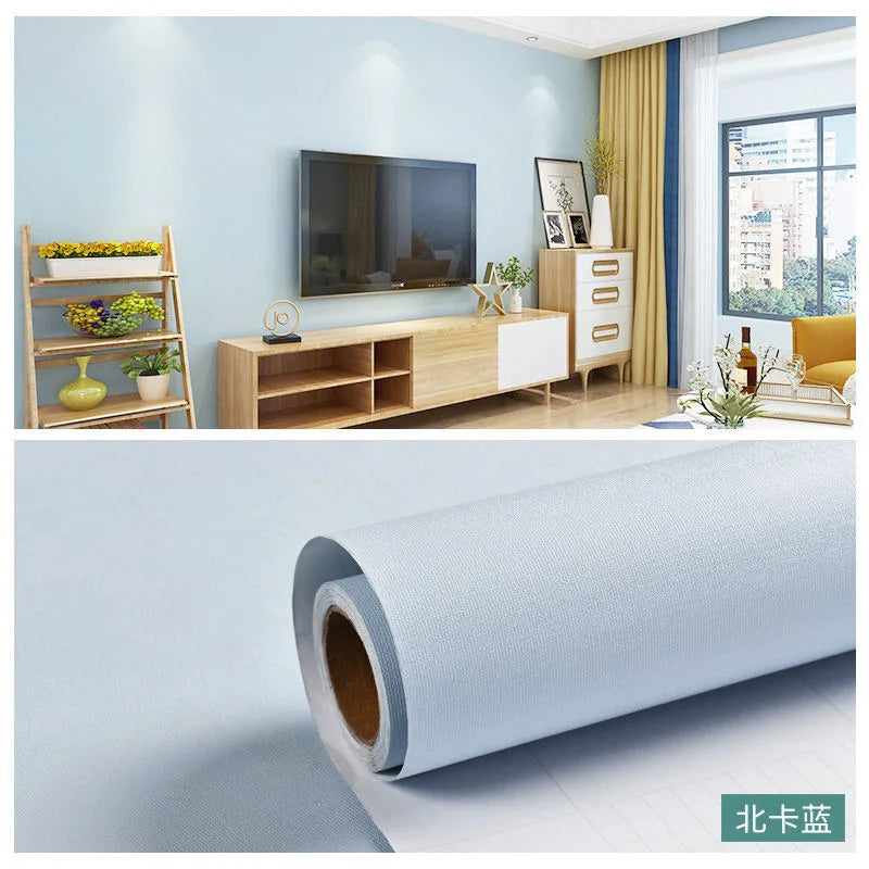 Macaron DIY Solid Color Stickers Self-adhesive Thickened Waterproof PVC Bedroom Dormitory Wardrobe Wall Renovation Wallpaper