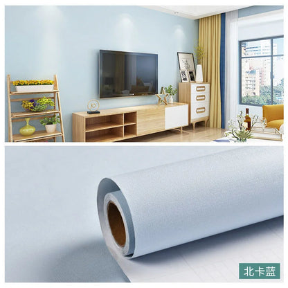 Macaron DIY Solid Color Stickers Self-adhesive Thickened Waterproof PVC Bedroom Dormitory Wardrobe Wall Renovation Wallpaper