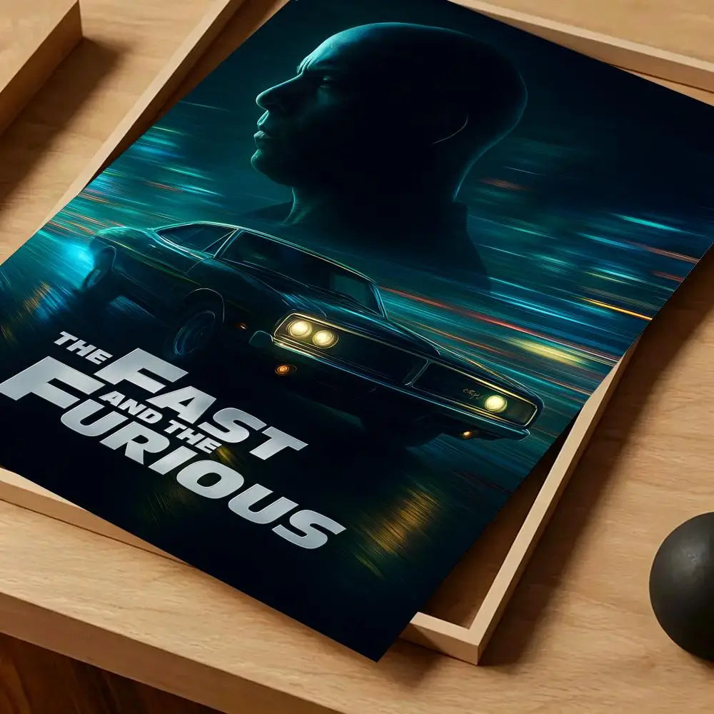 Movie Fast & Furious Poster Self-adhesive Art Waterproof Paper Sticker Coffee House Bar Room Wall Decor