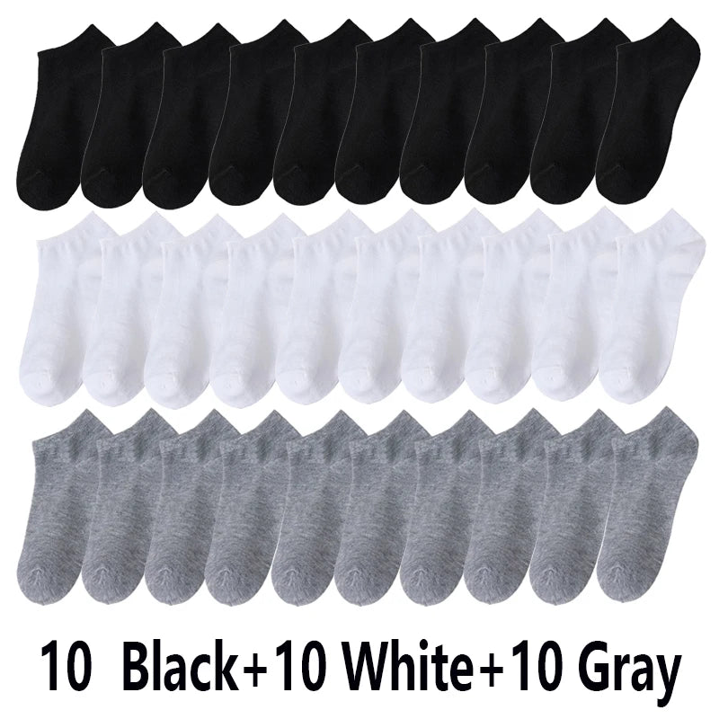 10/30/50 Pairs Summer Boat Socks For Men Non-slip Silicone Invisible Cotton Socks Breathable No-Show Slippers Sport Ankle Socks
