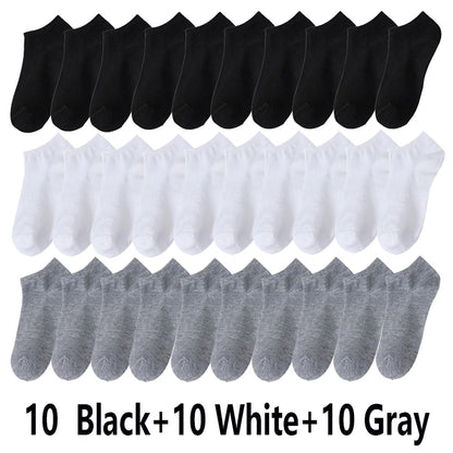 10/30/50 Pairs Summer Boat Socks For Men Non-slip Silicone Invisible Cotton Socks Breathable No-Show Slippers Sport Ankle Socks