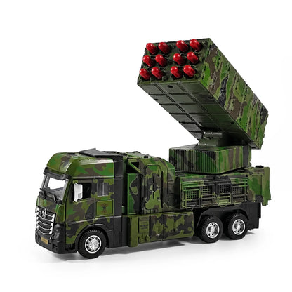 Alloy Remote Control Missile Launch Truck, 12 Shots Camo RC Car，Adjustable Turret, Rechargeable Vehicle Birthday Kids Gift