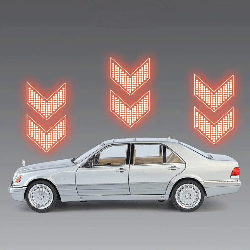 1:24 W140 S320 SEL Street Edition Alloy Classic Car Model Diecasts Metal Retro Old Vehicles Car Model Sound Light Kids Toys Gift
