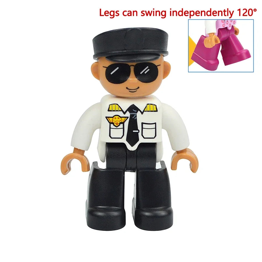 Figures Dolls Big Size Building Blocks Family Action Workers Doctor Police Farmer Compatible Large Bricks Duploes Kid Toys