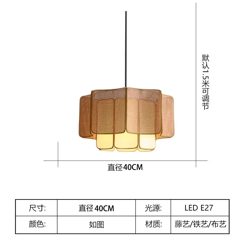 Japanese Wabi Sabi Bohemian Rattan Pendant Lights Restaurant Tea Room Counter Living Room Cafe Homestay Led Lighting Luminaires