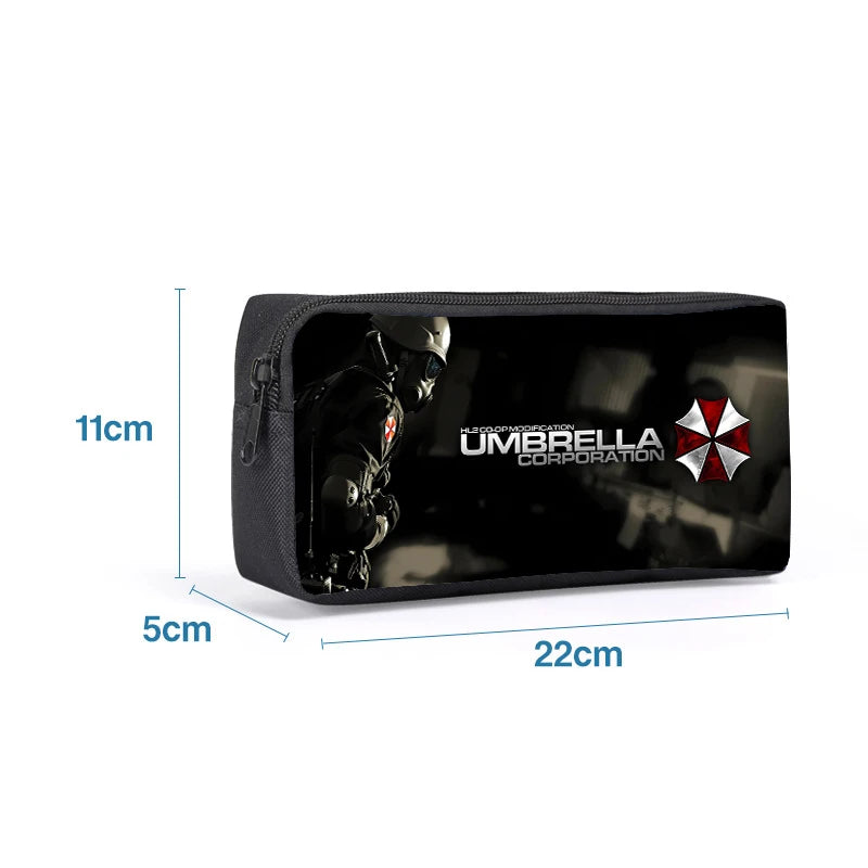Cartoon Figure Resident Evil Print Pencilcase Kids Back To School Pencilbag Umbrella Corporation Stationary Storage Pouch Gifts