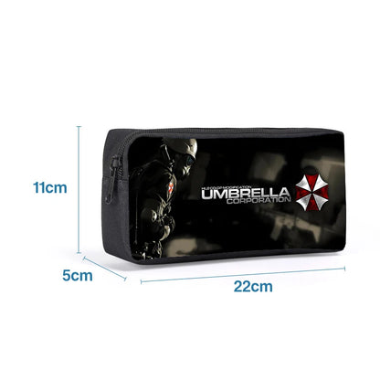 Cartoon Figure Resident Evil Print Pencilcase Kids Back To School Pencilbag Umbrella Corporation Stationary Storage Pouch Gifts