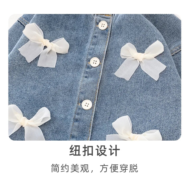 Girls' Jean Jacket New Spring Clothes Spring and Autumn Children Children Little Girl Western Style Top