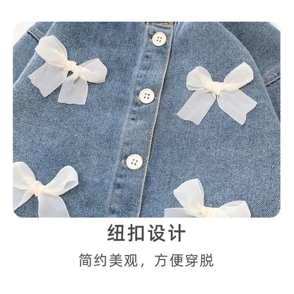 Girls' Jean Jacket New Spring Clothes Spring and Autumn Children Children Little Girl Western Style Top