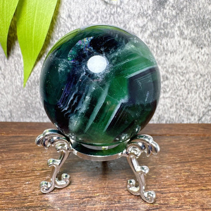Natural Blue Snowflake Feather Fluorite Spheres Stone Healing Crystal Reiki Energy Home Scene Decorations Gifts+Stand