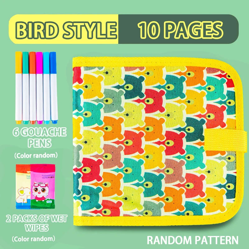 Erasable Doodle Book for KidsToddlers Toys Reusable Drawing Pads with 12 Watercolor Pens Preschool Toy Trip Writing Painting Set