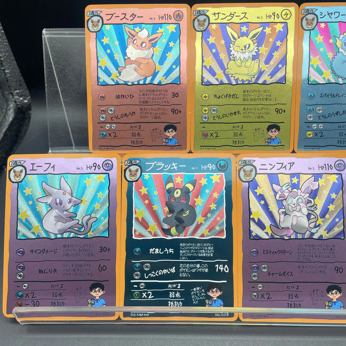 DIY Anime PTCG Self-made Original Vintage Hand-Drawn Style Eeveelutions Umbreon Jolteon Eevee Game Collection Card Birthday Gift