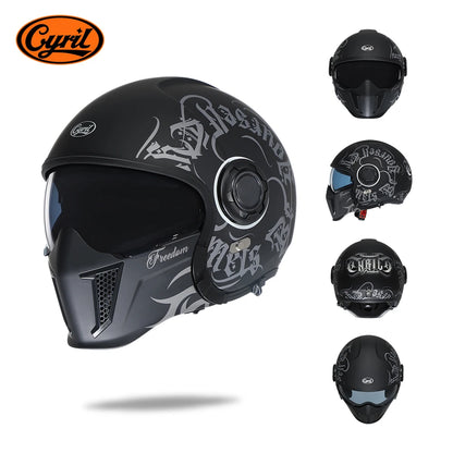 Full Face Open Face Motorcycle Helmet Double Lens Modular Helmets DOT ECE APPROVED CYRIL OP12A Man Woman Retro Moto Helmet